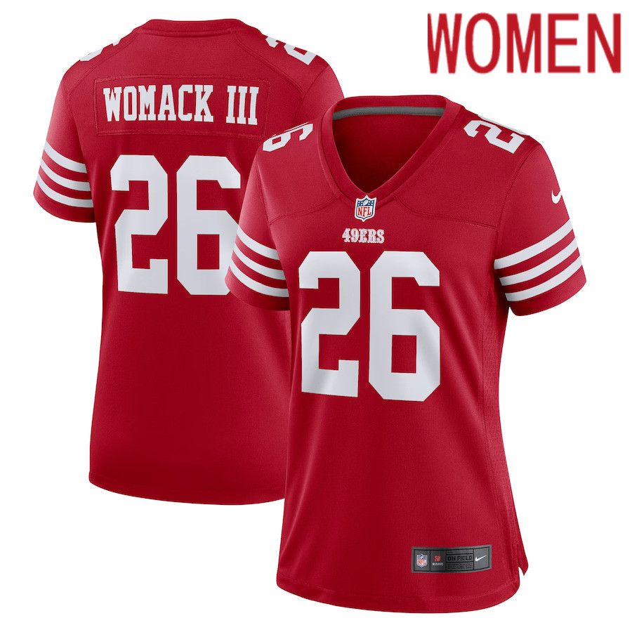 Women San Francisco 49ers #26 Samuel Womack III Nike Scarlet Game Player NFL Jersey->women nfl jersey->Women Jersey